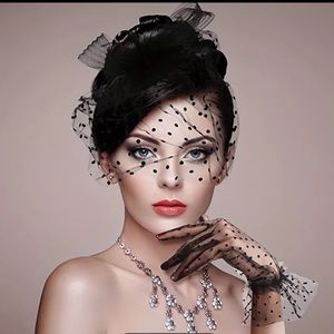 Black Fascinator with Gloves